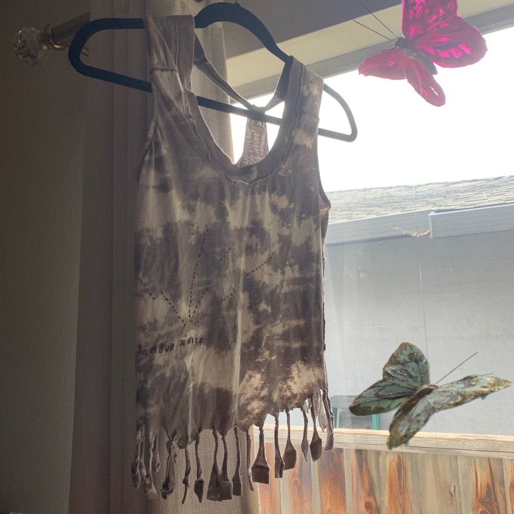 Free People Embroidered Gray Tank🤍